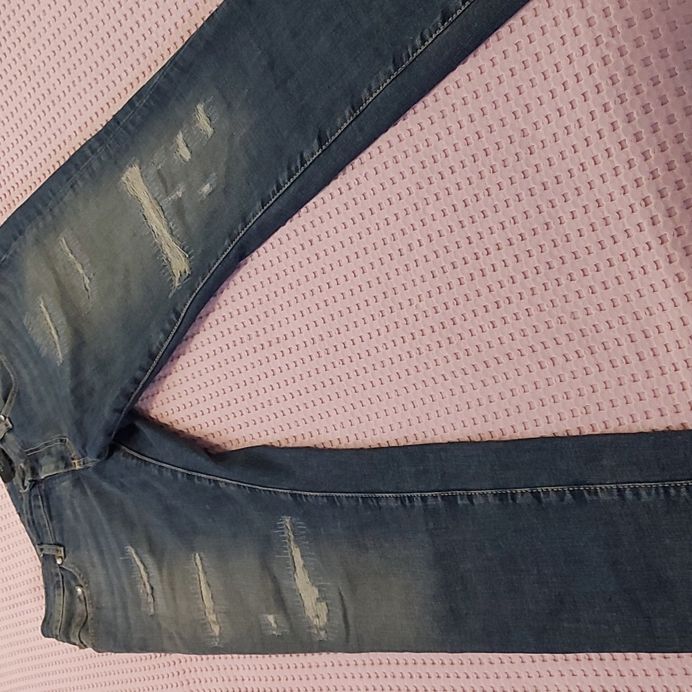Dark Blue Distressed Men's Jeans